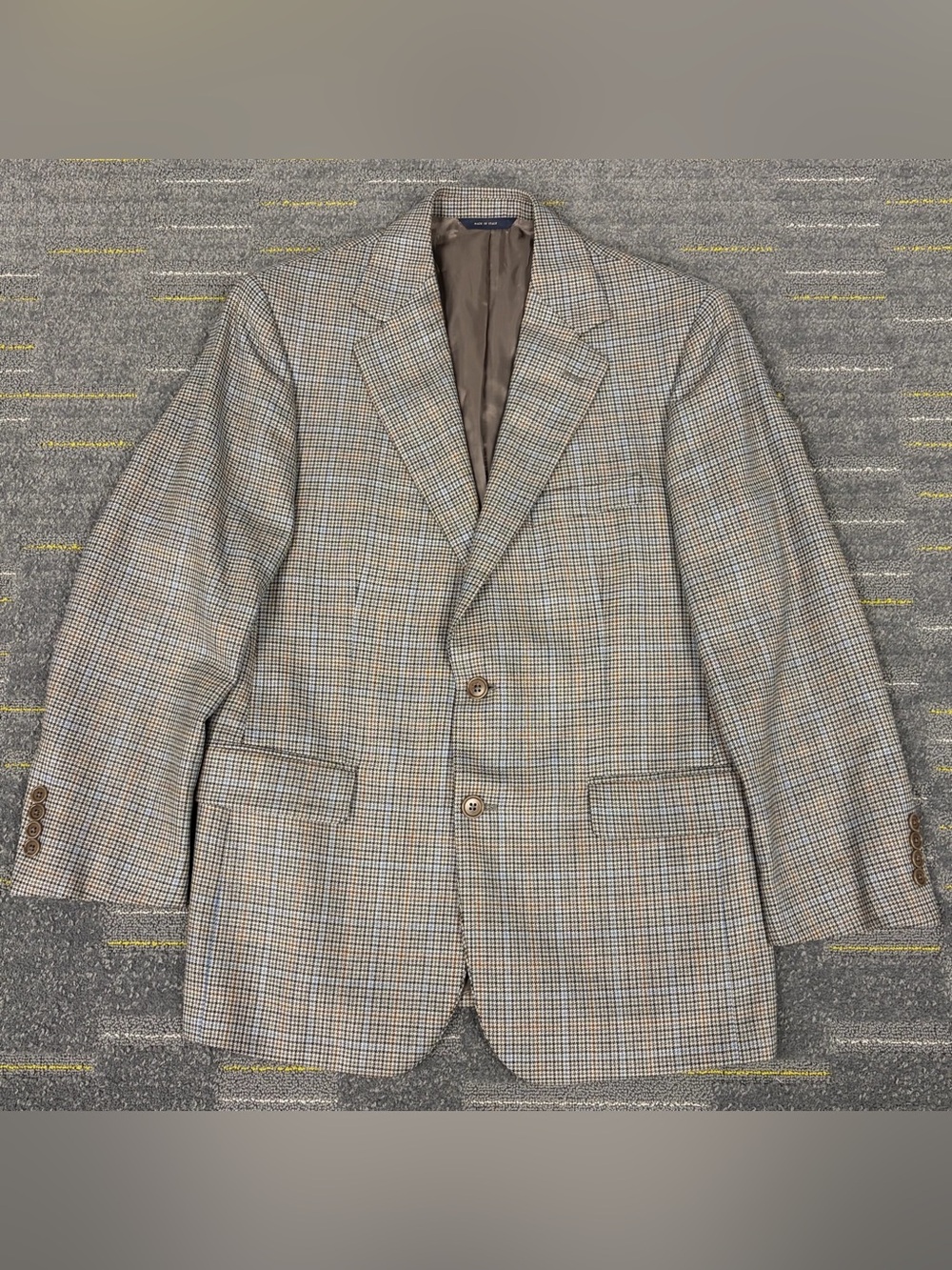 Brooks Brothers Glen Plaid Houndstooth Blazer Mens 38 S Gray Wool Italy Designer